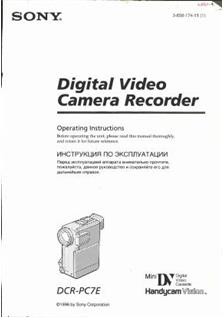 Sony DCR PC 7 E manual. Camera Instructions.